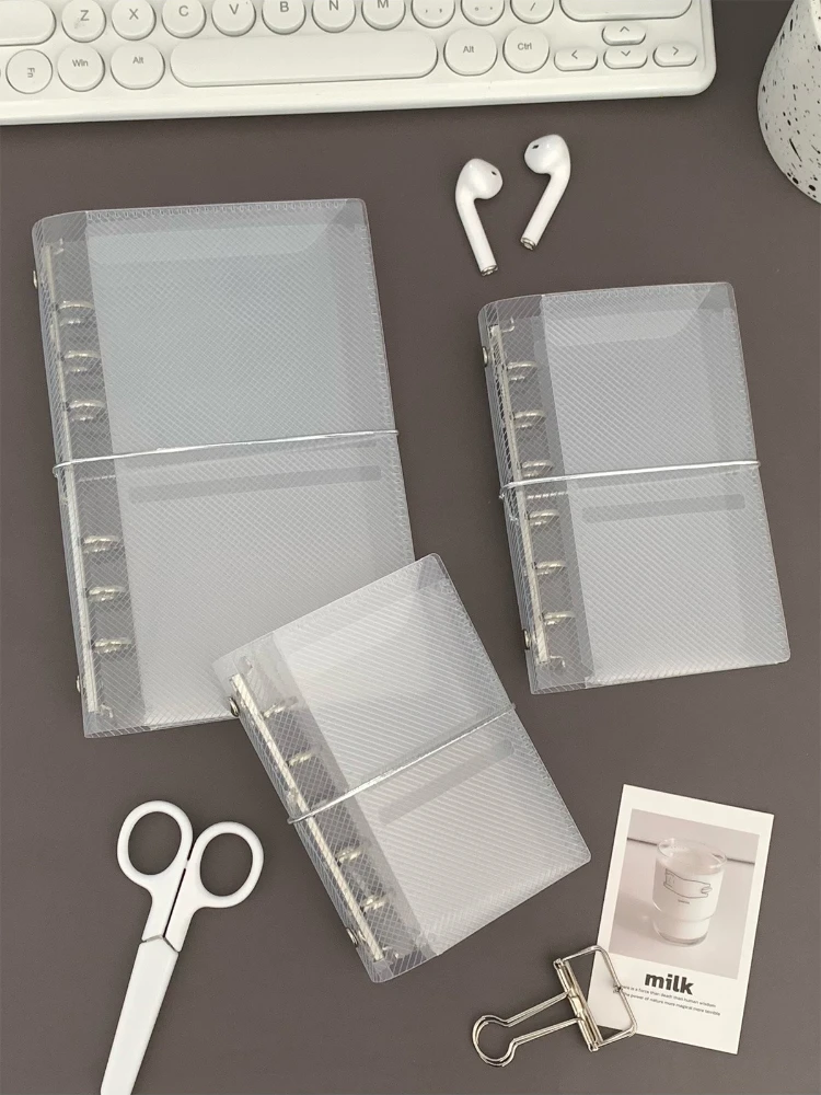 1Pcs Durable Diagonal Loose Leaf Notebook Cover Three Fold Mini M5 A7 A6 Portable Sticker Small Card Photo Storage Ledger view 3