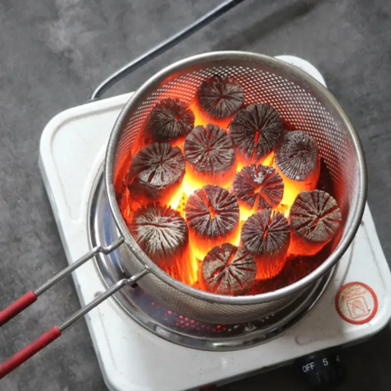 Indoor Charcoal Ignition Basket 14Cm Efficient Charcoal Burning Tool Barbecue Grill Basket Portable Camping Fire Pit
