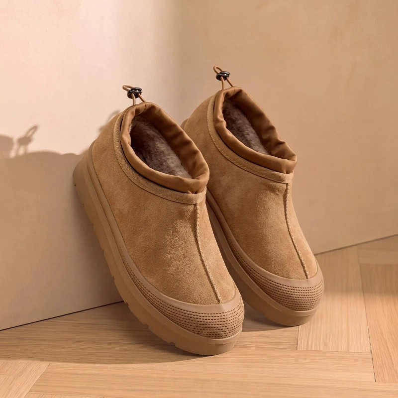 Girls Snow Cotton Shoes Warm Fleece Lined All Season Children's Boots Rubber Sole Elastic Closure Fashionable Retro Style