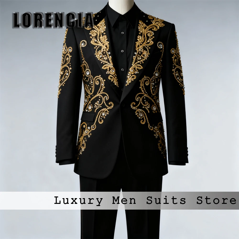 

Формальные костюмы со стразами для мужчин, комплект из 2 предметов, наряды для жениха с кристаллами, свадебный комплект смокингов, пиджак, брюки по индивидуальному заказу, roupas masculinas