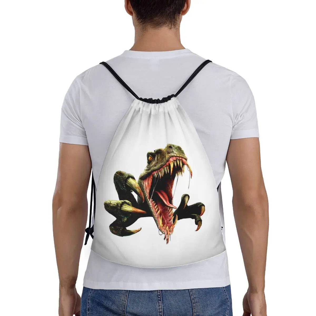 

New Jurassic World Dinosaur Backpacks Casual Portable Drawstring Bags Storage Bag Book Bags For Man Woman School