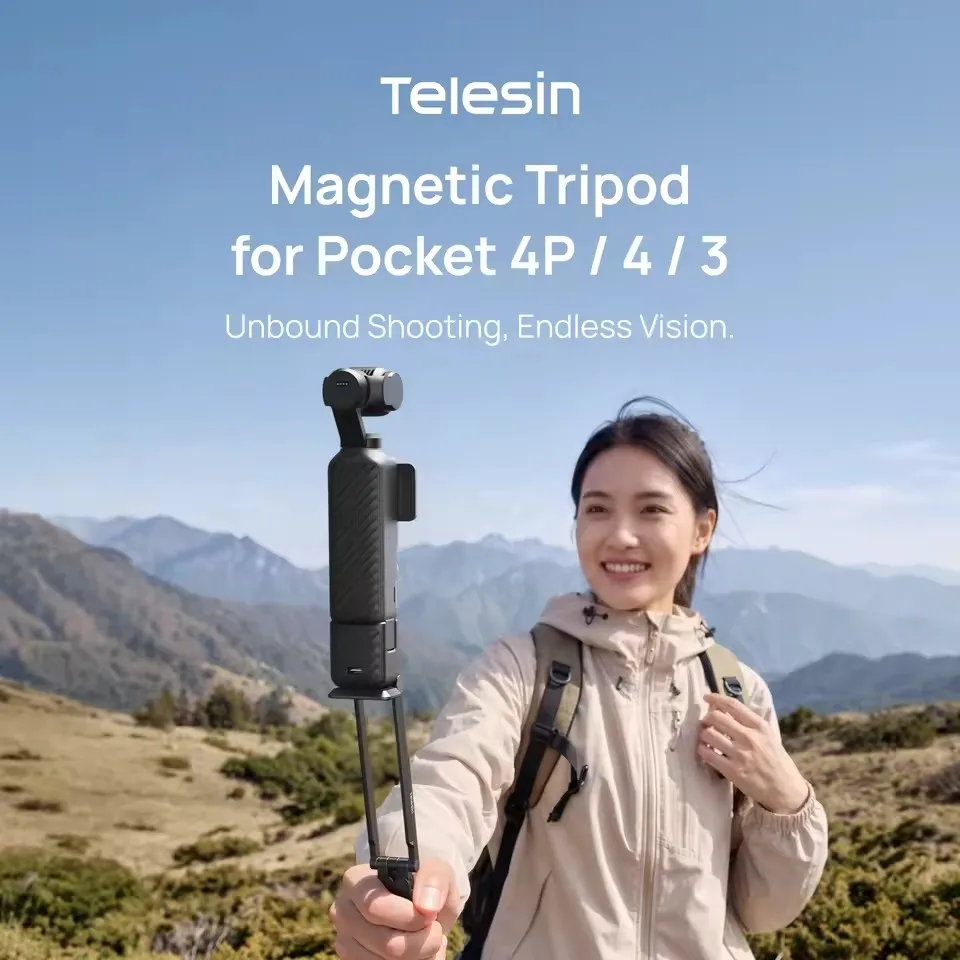 Statyw magnetyczny TELESIN do DJI Osmo Pocket 4P 4 3, uchwyt ścienny, kijek do selfie z haczykiem Mantis 180 °   Regulowany statyw do kamery 1/4 cala — zdjęcie produktu 2