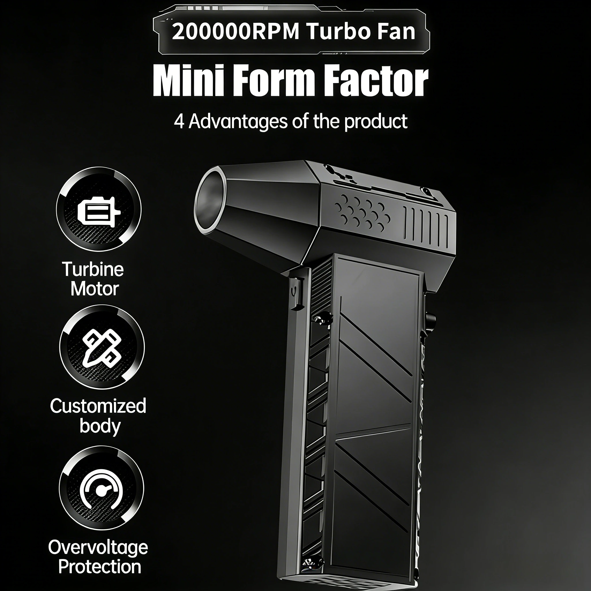 

800000RPM X6 Snowy Hurricane Camping Fan 150W 53m/s High-Speed 6000mAh Type-C Rechargeable Emergency Outdoor Fan