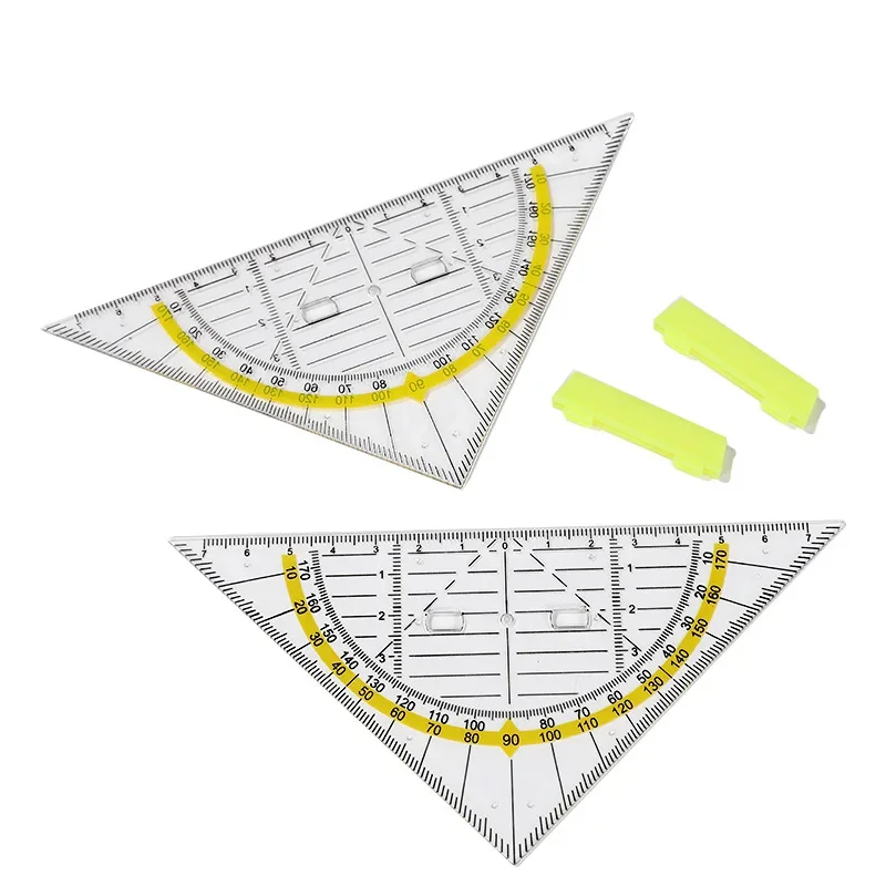 1PCS Transparent Multifunctional Triangular Ruler for Primary with Angle Coordinate Ruler Triangular Transparent Rule