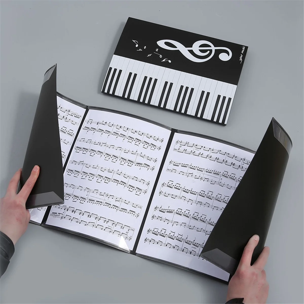 6 Page Expansion Sheet Music Folder , Piano Score Folder,Fits Letter Size A4, Collapsible Choir Folder Black 3PCS