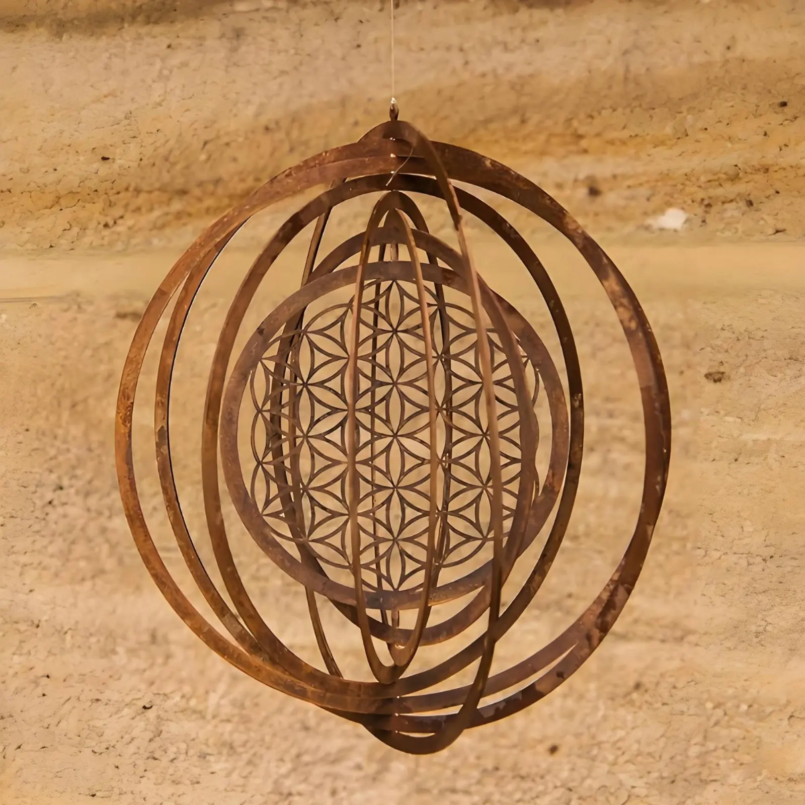 

Metal Wind Rotator Kinetic Foldable Metal Swirl Ornament Weathered Round Hanging Decor Unique Design Easy to Hang for Outdoor
