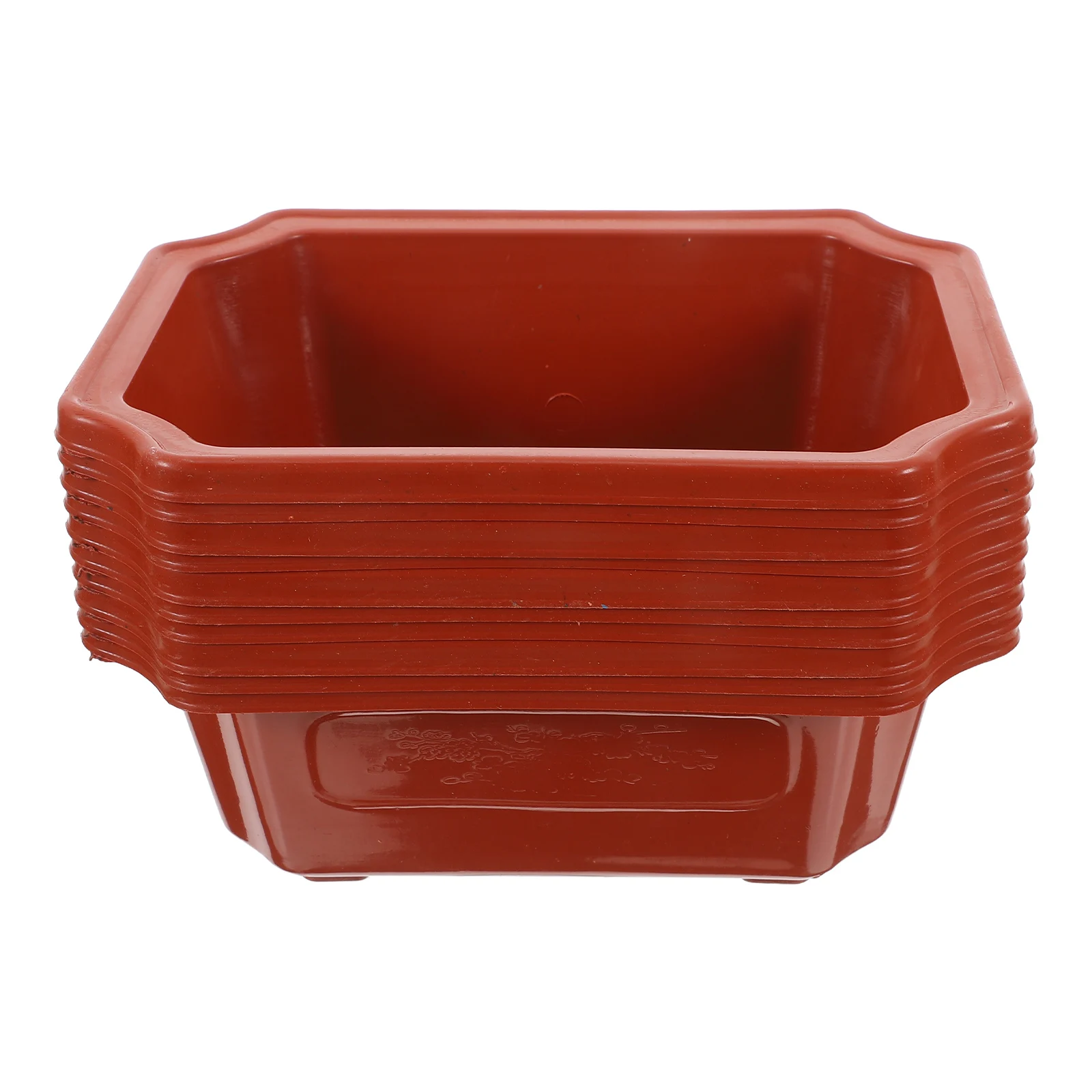 

10pcs Bonsai Pot Large Rectangular Flowerpot Drainage Succulents Cactus Plants Household Garden Decor Plastic Planting