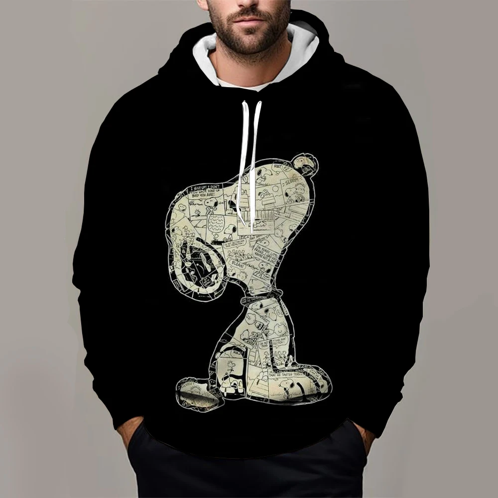 Snoopy Fun Printed Men\'s Hoodie Cartoon Women Oversized Sweatshirt Tops Autumn Winter Couple Pullover Kid Girl Boy Hoodie