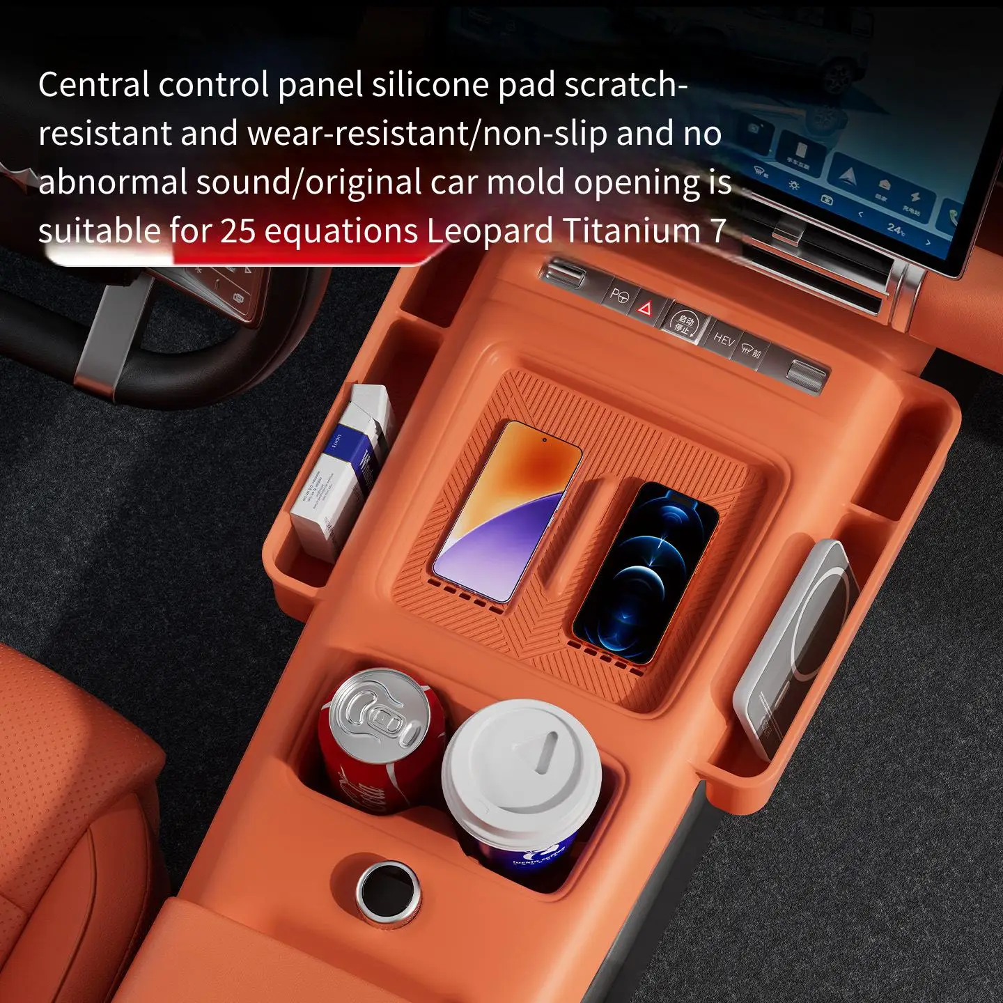 Suitable for 2025 BYD Formula Leopard Titanium 7 central control transmission water cup panel storage box silicone pad car inter