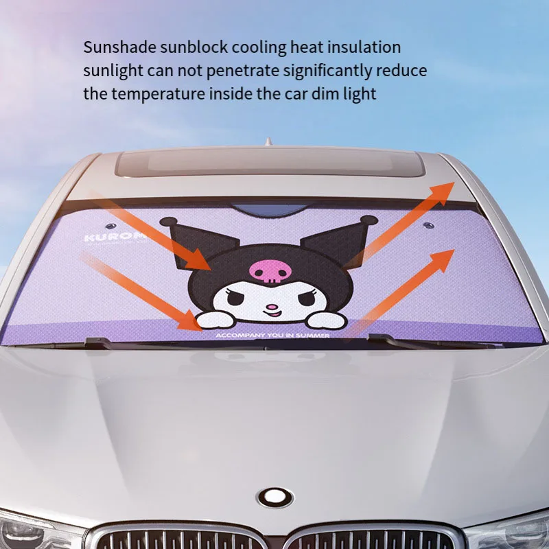 

Kuromi Car Windshield Sun Visor Sun Protection Film Curtain Summer Sun Protection Insulation Cartoon Car Accessories Gift