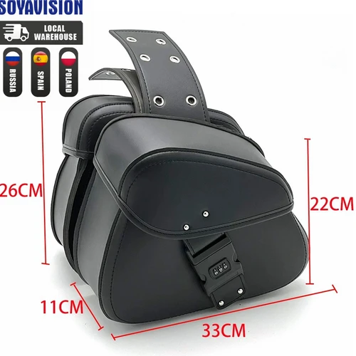 Imagen 2 del producto Alforjas universales para motocicleta, bolsa de herramientas lateral, bolsas de almacenamiento de equipaje, bolsas de sillín para Honda Yamaha Suzuki Harley 883, bolsa para asiento trasero