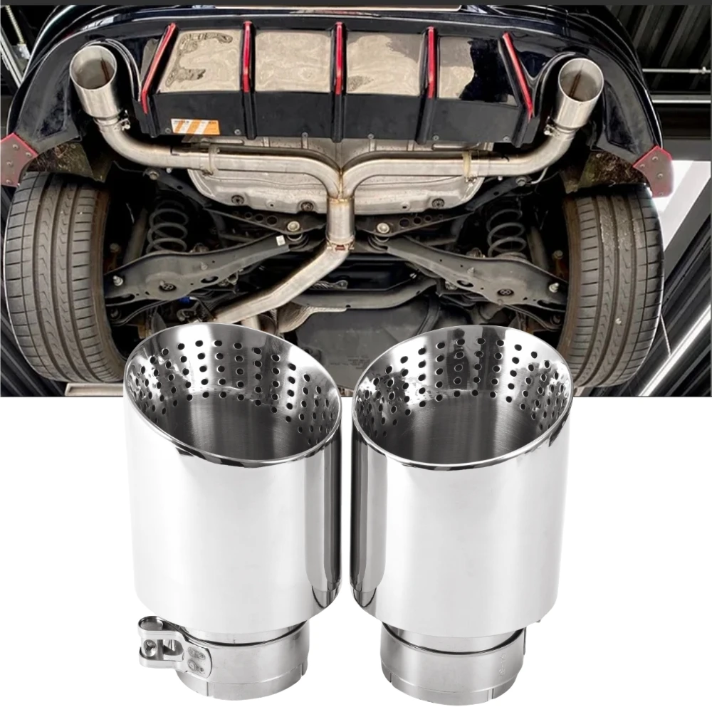 

1 Piece Stainless Steel Single Exhaust Tip For Golf 7 MK7 GTI Golf R Muffler Tip Exhaust System 63mm Universal Nozzle Tailpipe