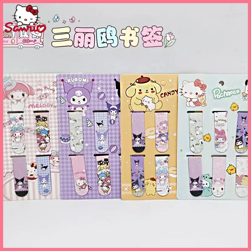 Sanrio Family Anime Creative Cute Gorgeous Bookmark Kuromi Melody Magnetic Bookmark Prizes Wholesale Student Stationery Office