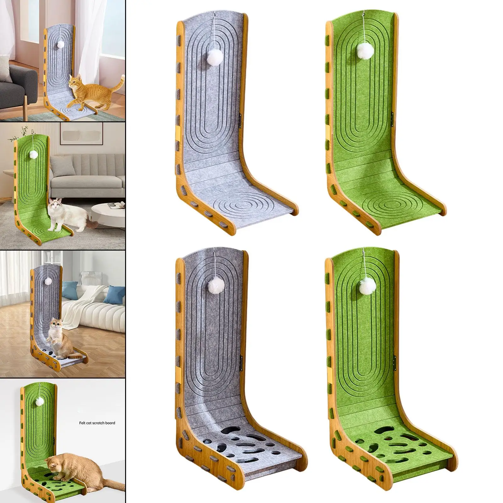 

Фетровая когтеточка для кошек с подвесным шариком L-образной формы, уникальная кровать для отдыха в центре активности