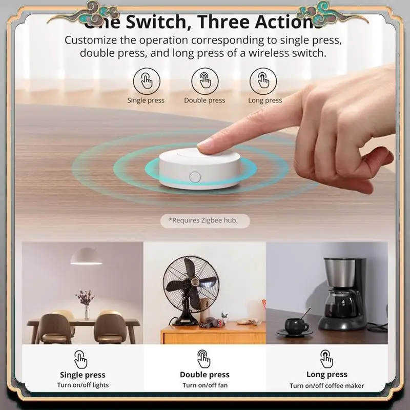

Прочный беспроводной переключатель Zigbee Snzb-01P Smart Scene Creator Три режима управления и маршрутический триггер Alexa Требуется мост Zigbee