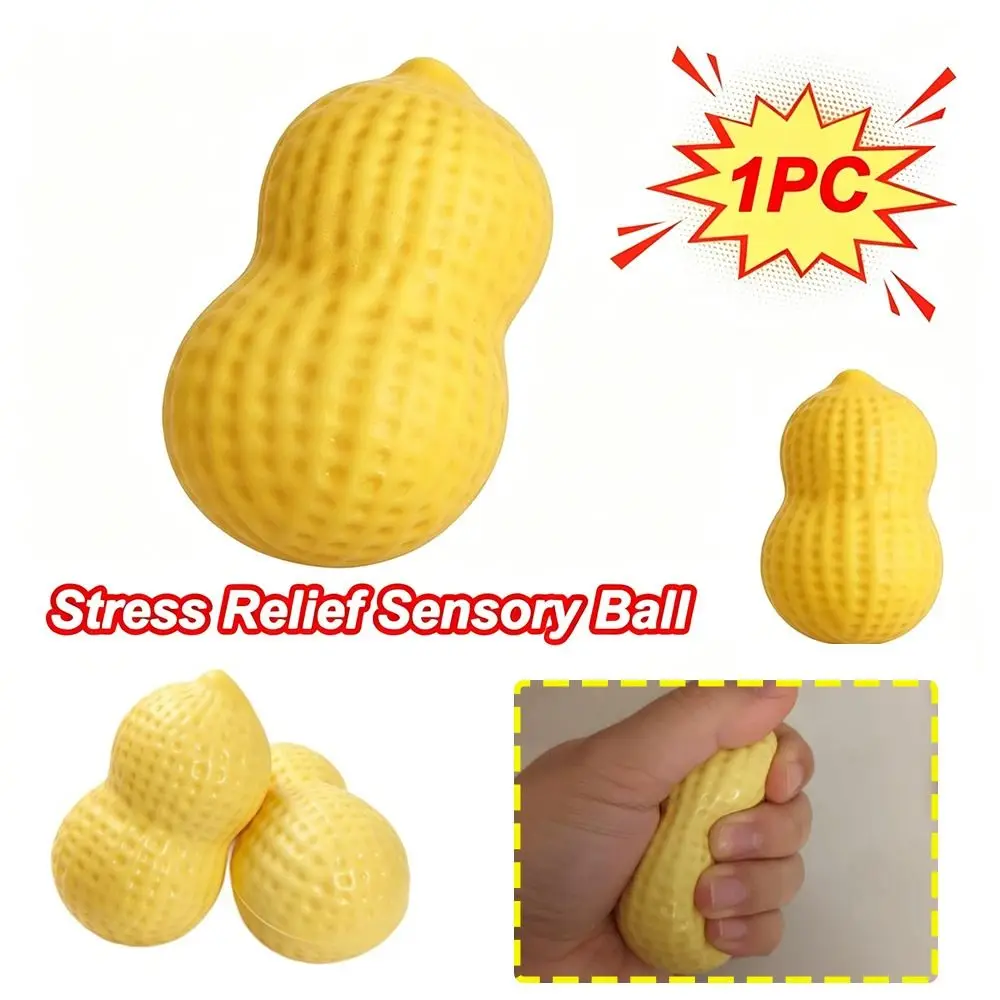 New PU Peanut Squeeze Toy Soft Peanut Shape Peanut Stress Toy Squeezable Sensory Fidget Toy Stress Relief