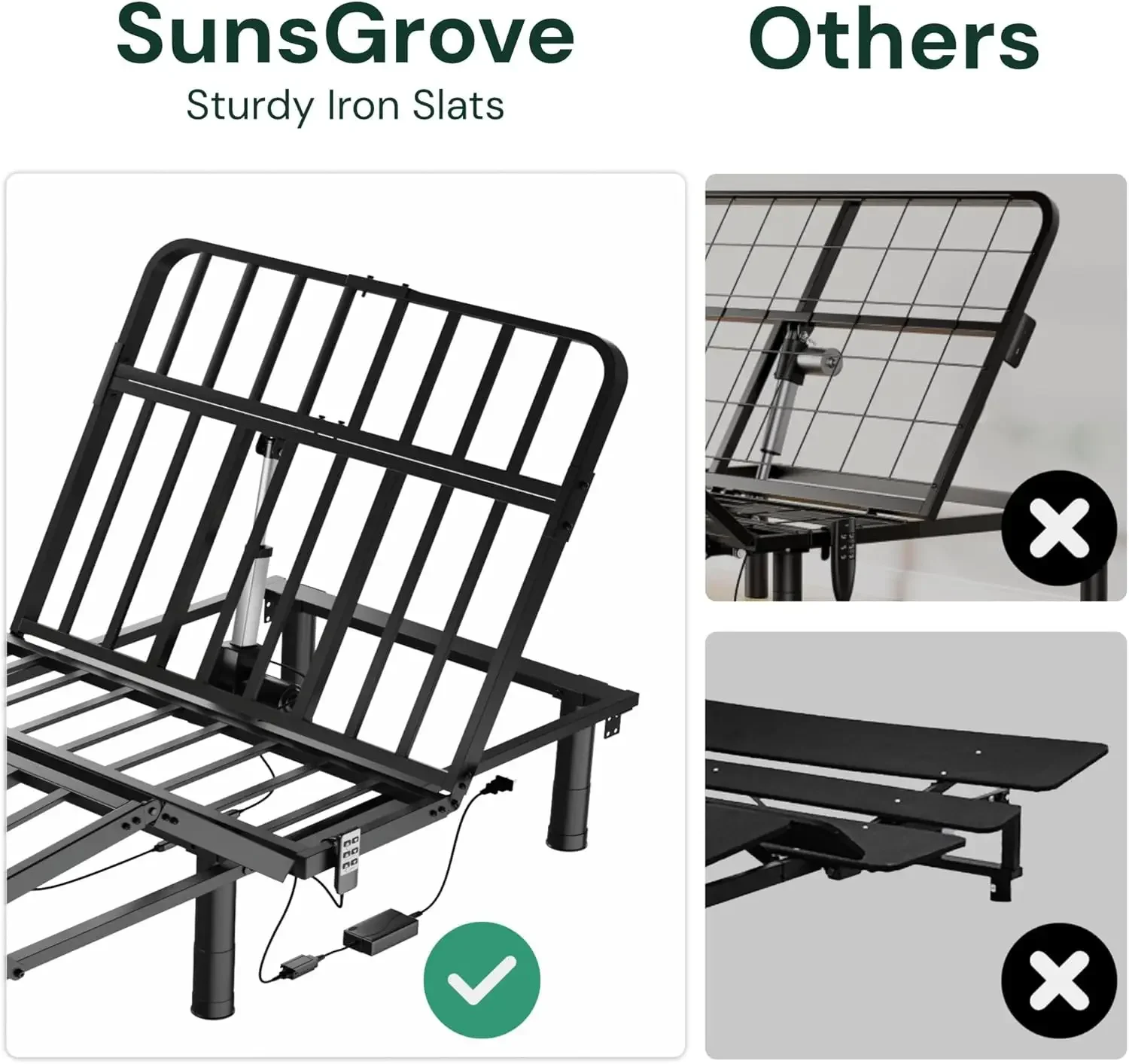 Twin XL Adjustable Bed Frame, Wired Remote Control, Independent Head and Foot Incline, Electric Bed Frame Base, Adjust