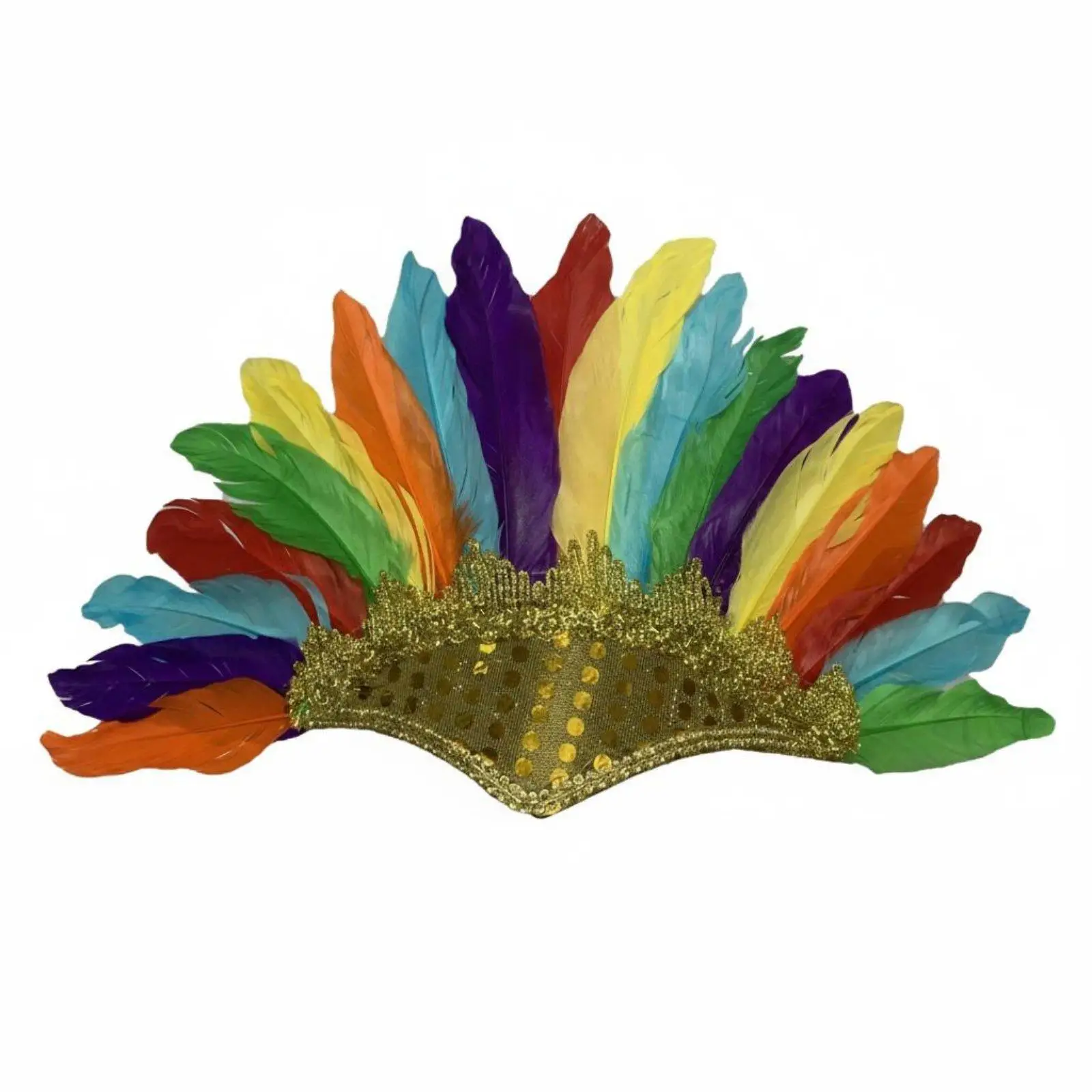 Feather Headdress Colorful Feathers Tribal Design Headpiece Eye-Catching Design Carnival Feather Headband for Entertainers,