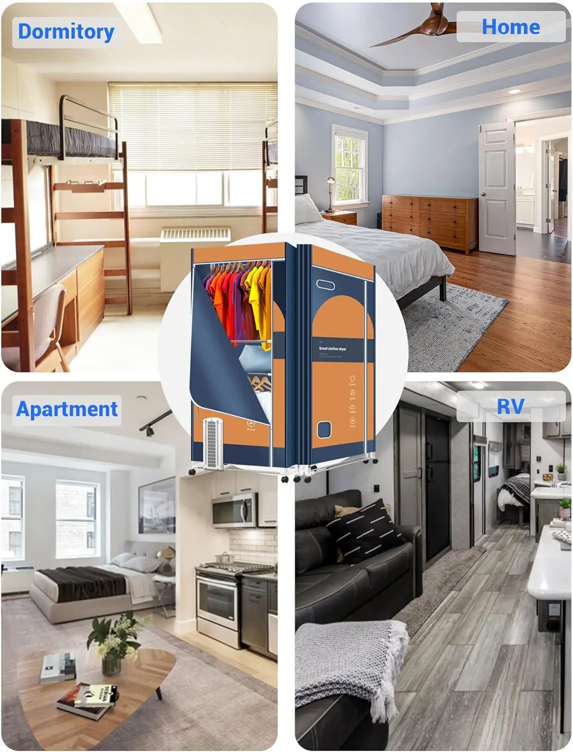 휴대용 110V 1600W 의류 건조기, 아파트, 실내, 여행, RV용 67' 3단 접이식 건조대