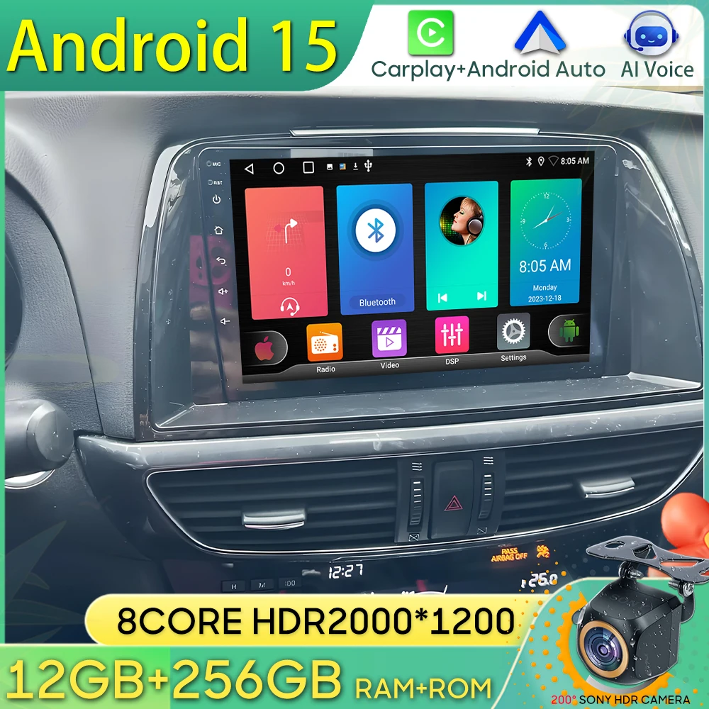 Android 15 Car Radio For Mazda 6 GJ Atenza 2012 2013 2014 2015 2016 2017 GPS Navigation Android Auto Carplay Wifi Stereo No 2din