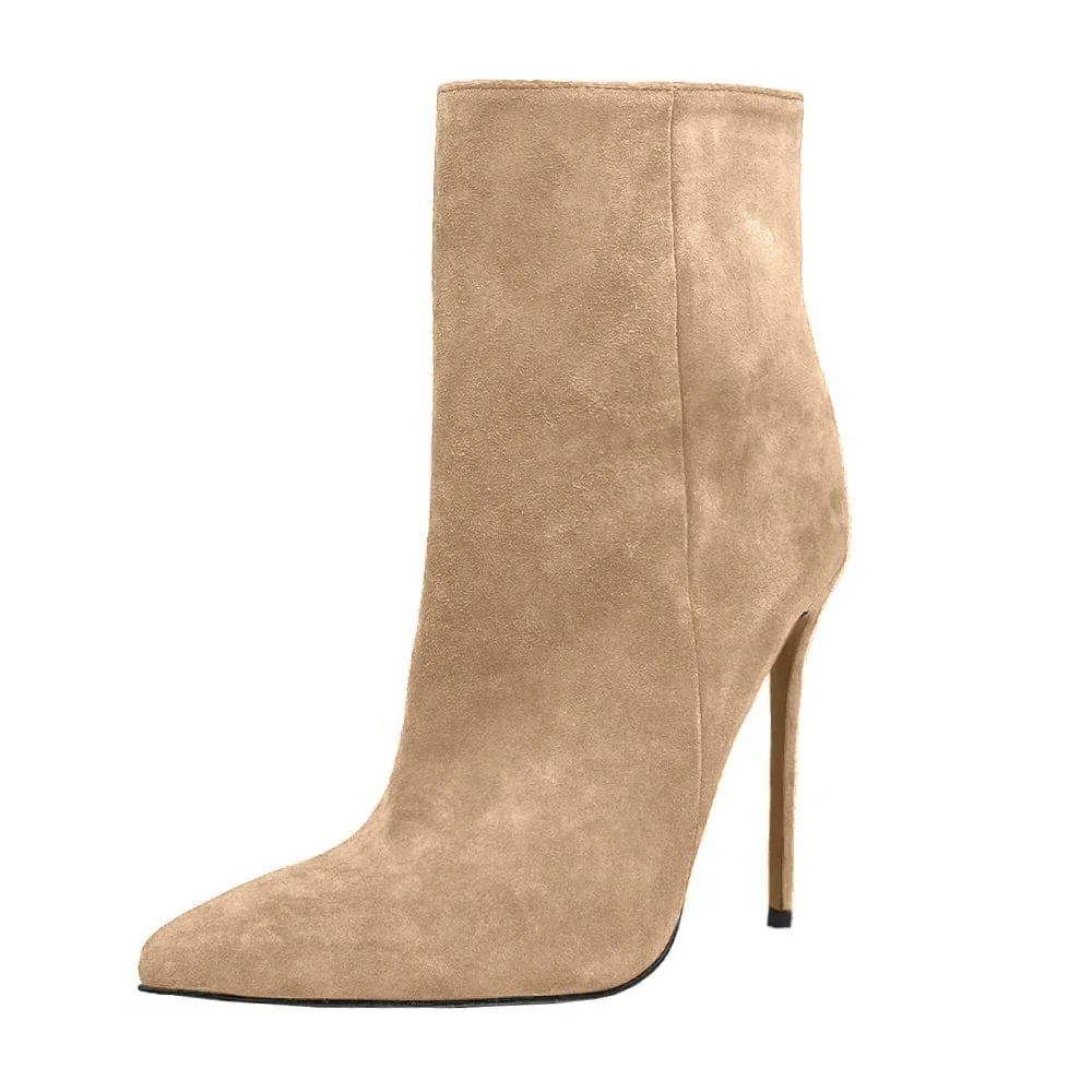

Женские замшевые ботинки на шпильке, свадебные туфли в европейском и американском стиле с острым носком, элегантный высокий каблук с боковой молнией для банкета, вечера