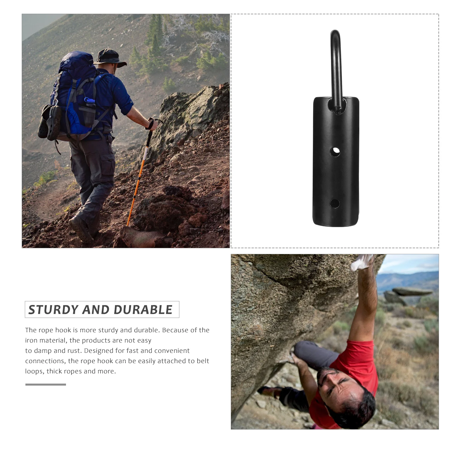 1 قطعة خطاف حبل شديد التحمل مصنوع من مادة حديد ممتازة خطاف حبل قوي كبير الحاملة للتسلق في الهواء الطلق والاستخدام الآمن #4