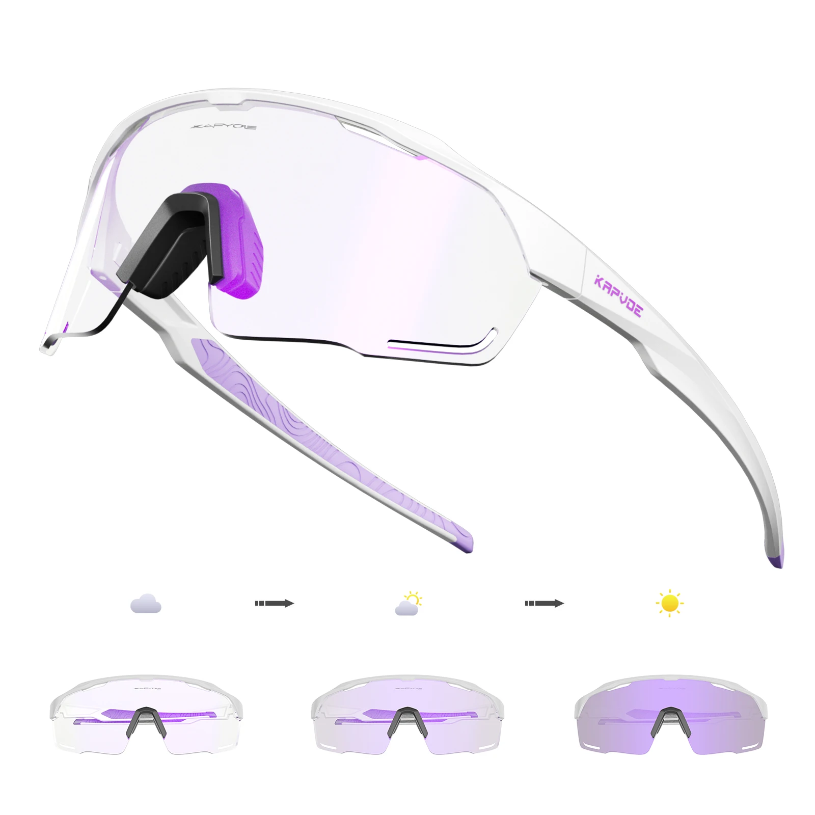 KAPVOE Fahrradbrille Photochrome Sonnenbrille Sportbrille MTB Outdoor Rennrad Fahrradbrille UV400 Herren Damen 6