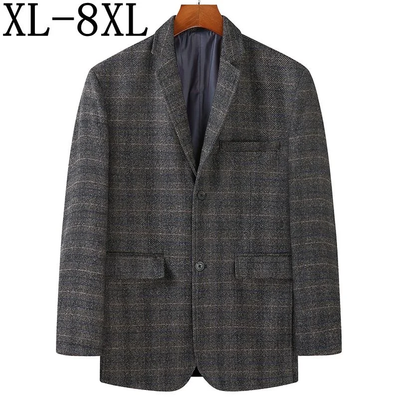 7XL Size 8XL 6XL 2023 New Brand Mens Casual Blazer Top Quality Business Loose Male Suit Jacket Plaid Men Blazer Masculino