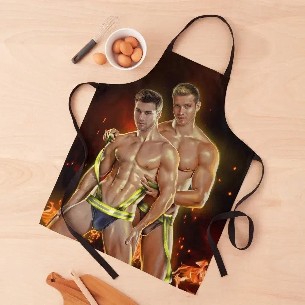 

fire couple 2 Apron Women Kitchen'S Cute Kitchen Accessories Kitchens For Men Costume Waiter Apron