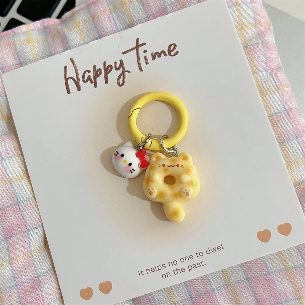 Porte-clés donut de dessin animé mignon pour femmes et filles, porte-clés pendentif Kawaii, accessoires de décoration de sac à dos à la mode, cadeaux drôles