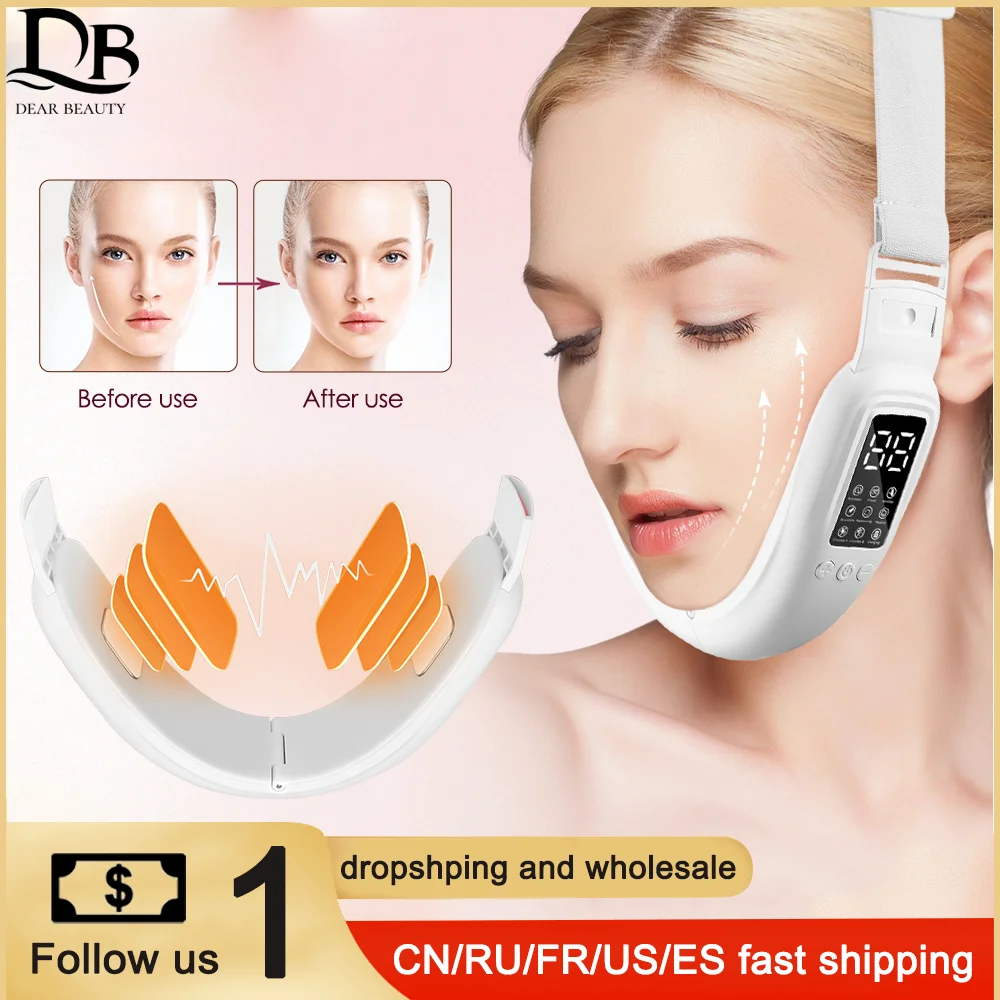 Mikroprądowy maszyna do liftingu twarzy do usuwania podbródka z podwójną twarzą w szpic masażer do twarzy gorący kompres odmładzanie skóry urządzenie kosmetyczne