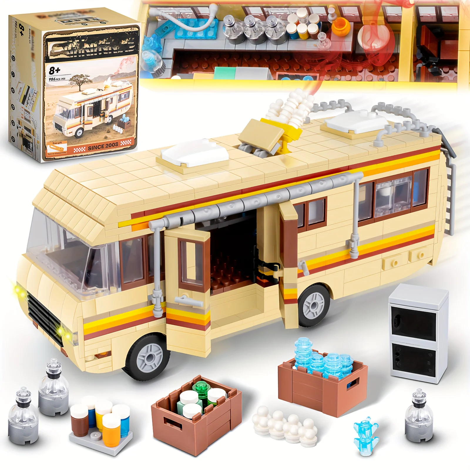 986pcs Breaking Bad Building Set Bus Toy Accessories Educational DIY RV Toy Birthday Party Favor For Boys Girls Christmas gift image 3