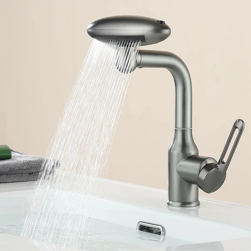 Grifo de cascada multifuncional para lavabo, 4 modos de rociador con salida de agua, rotación de 360 °, mezclador de agua fría y caliente para Baño