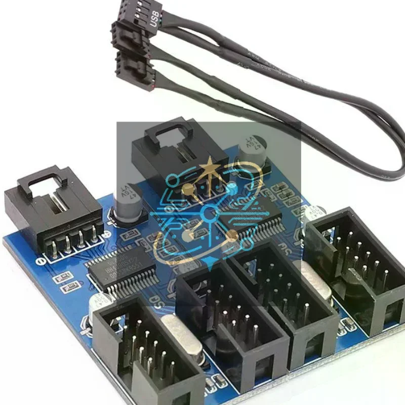 Motherboard USB Splitter 1 to 4 Expansion Adapter 9Pin Female Header for Multiple Device Connection at Home or Work
