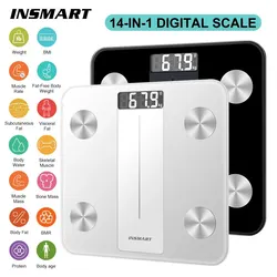 INSMART Body Weight Scale Digital Balance Body Scale BMI Body Fat Weight Bluetooth Bioimpedance Scale Smart Bathroom Scale 180KG