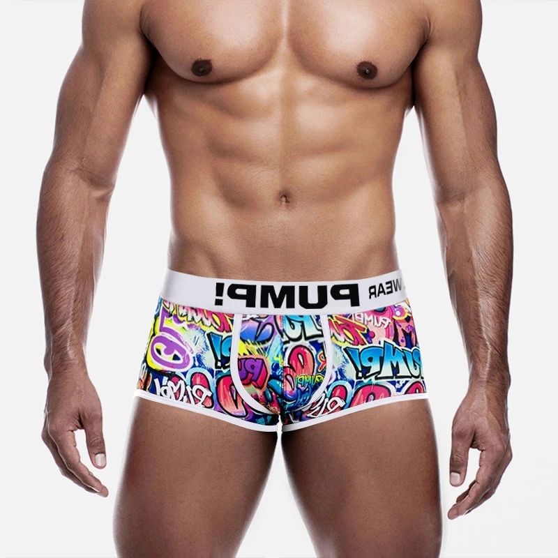 Sexy Underwear Mens Boxershorts Low Waist Bikini Man Boxer Shorts Funny Graffiti Men Trunks Gays Men Underwear Boxer MP225