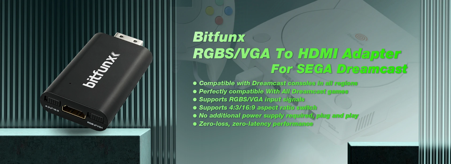 BitFunx Ersatzgehäuse, transparente Hülle für SEGA Dreamcast Retro-Videospielkonsole, durchscheinende Box für Dreamcast-Gehäuse – Detail 1