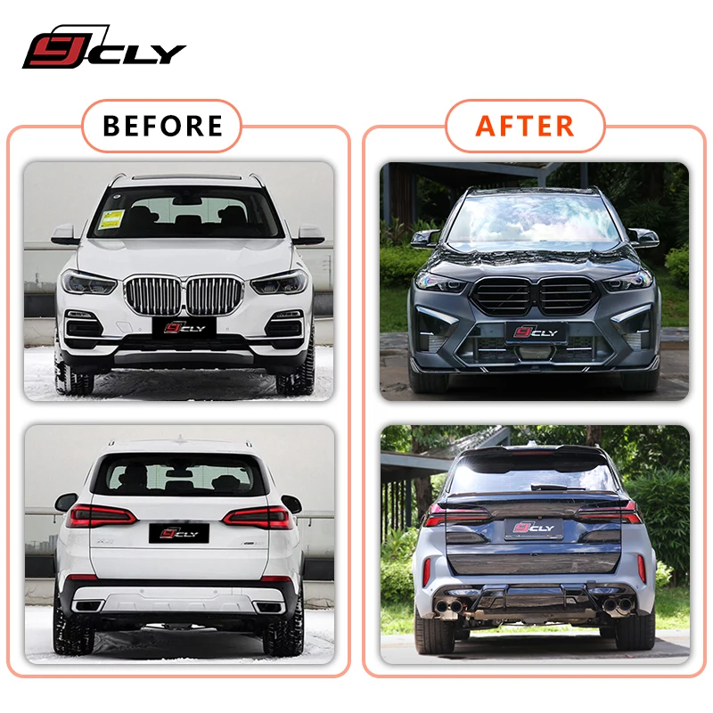 For 19-23 X5 G05 Upgrade 24 X5M Bodykit Bumper Lamp Wheel Arch Side Skirt Diffuser Exhaust Tip Option LVT Spoiler Mirror Cap