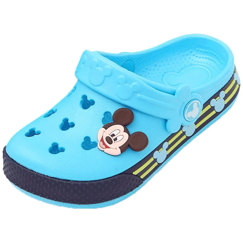 Disney-sandalias con agujeros para niños, zapatillas de playa de Mickey mouse, Verano