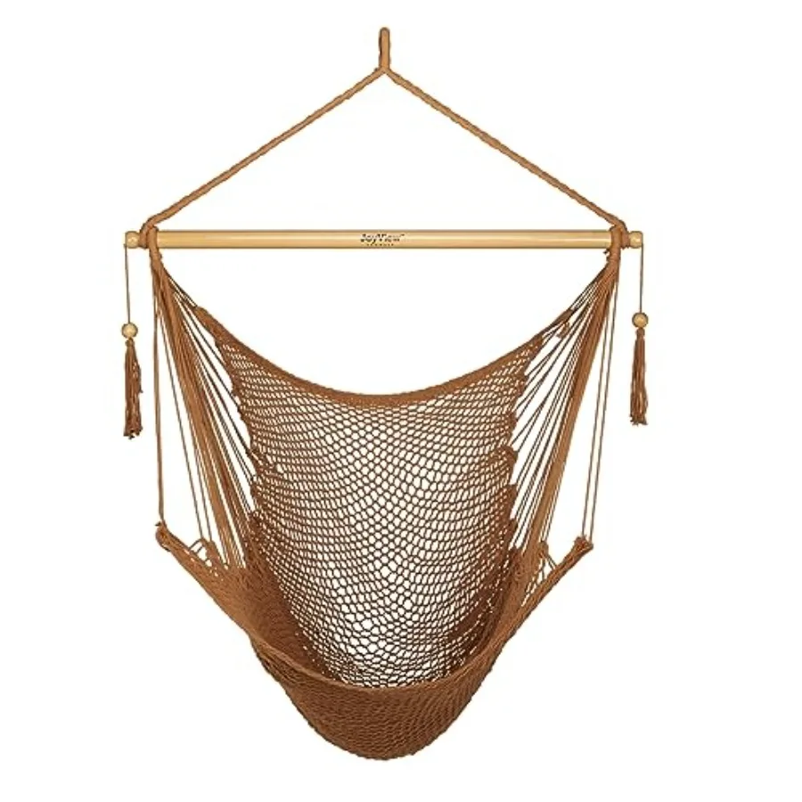 

JoyView Hammock Chair with Spreader Bar Caribbean Hammock Swing Chair 300 LBS Weight Capacity XL Rope Hanging Chair for Outdoor