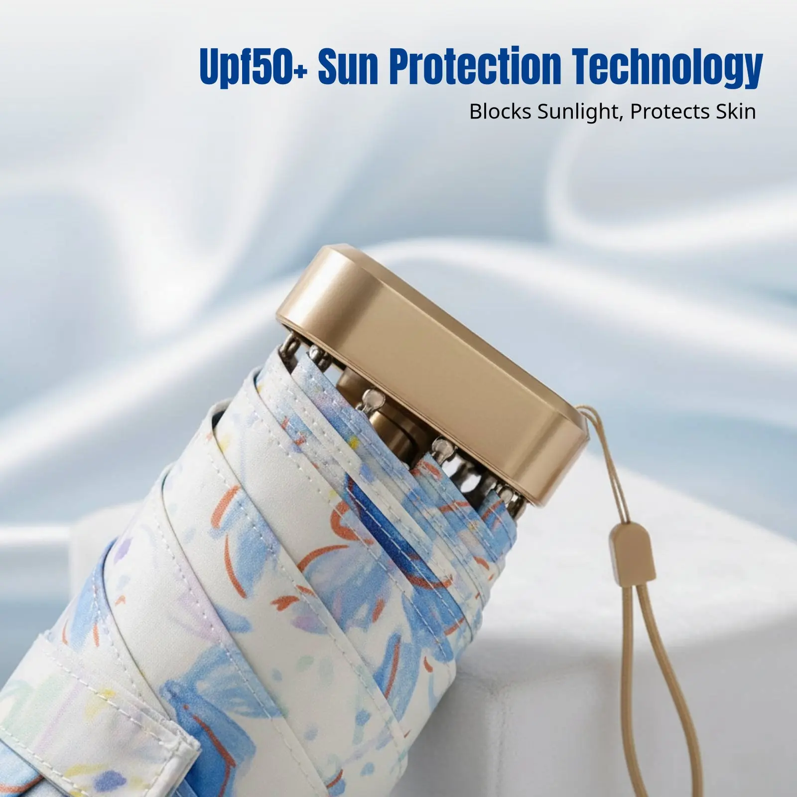 

Featherlight Pocket Sun Umbrella, Card Design, UPF50 Protection, Color Coated, Portable Sun Shield for Women