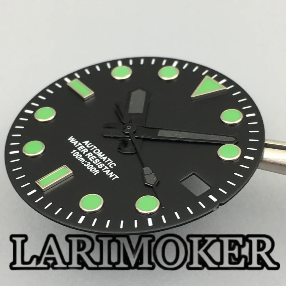 LARIMOKER 29 مللي متر NH35 PT5000 ساعة الطلب مع ساعة الأيدي العقيمة أسود أبيض ساعة وجوه الحركة التلقائية الملحقات