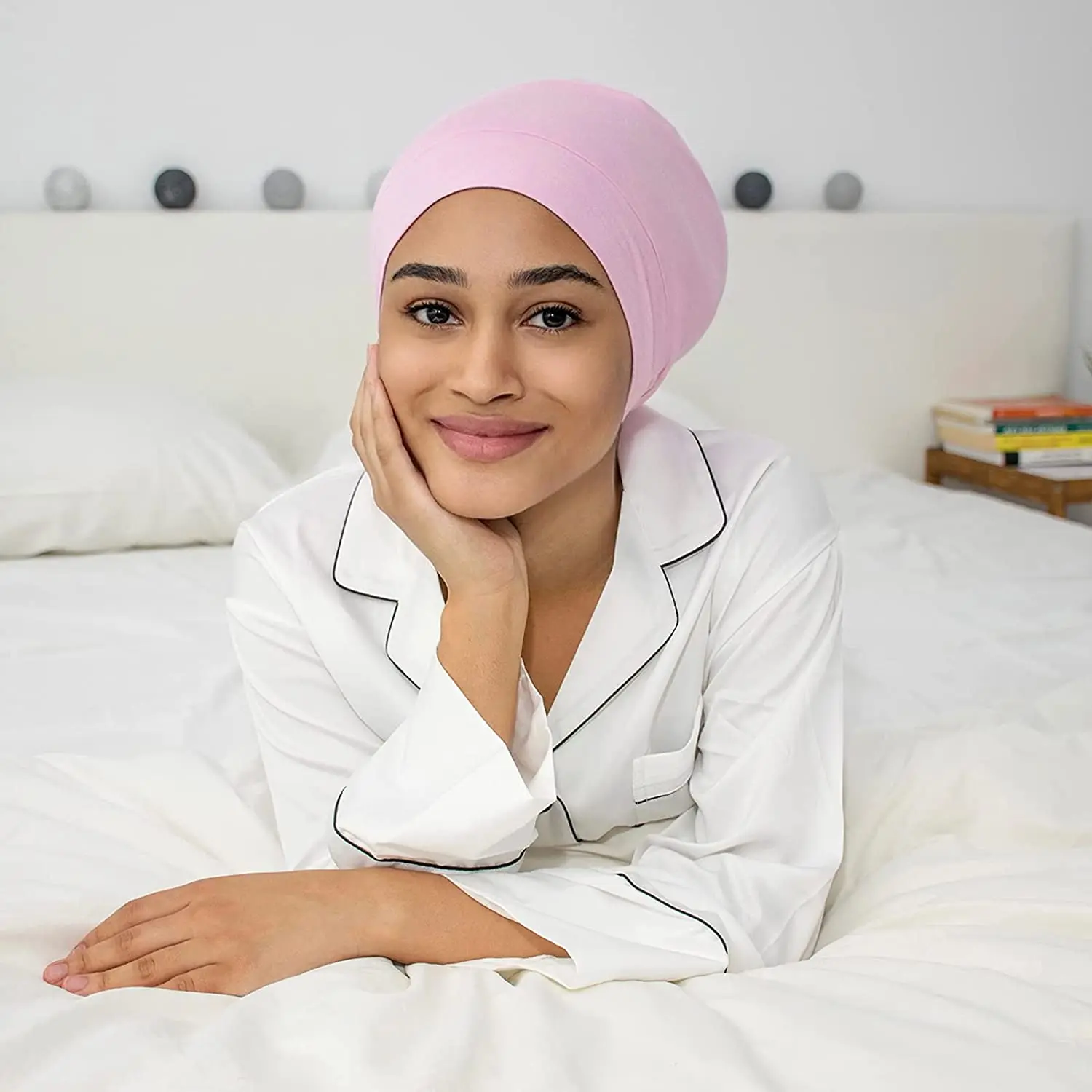 Soft Modal Sleep Beanie with Satin Lining Silky Women\'s Bonnet Sleeping Cap Ladies Curls Hair Wraps Female Turban Hats