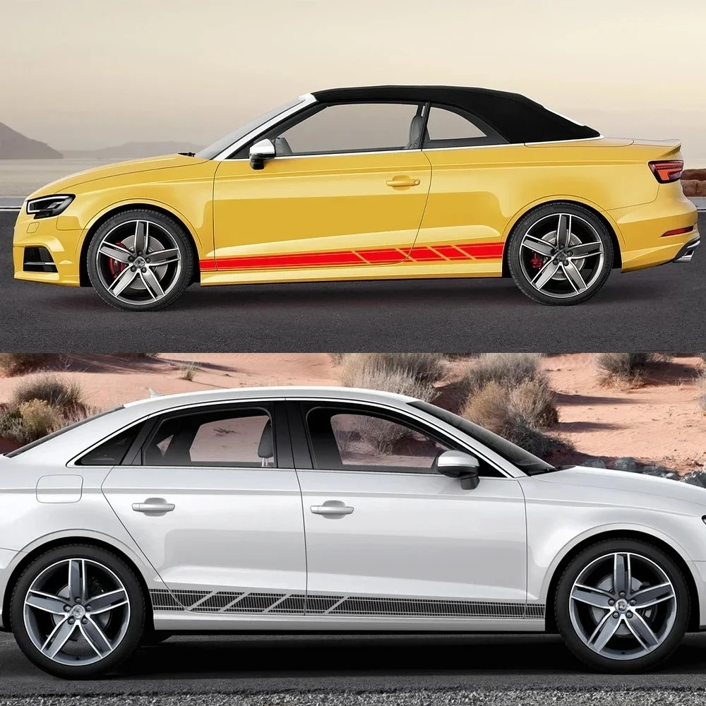 Car Racing Stripes Sticker Side Door Vinyl Decals Auto Accessories For Audi A3 8V 8P 8L 8Y S3 RS3 Sedan Sportback TFSI Limousine view 4