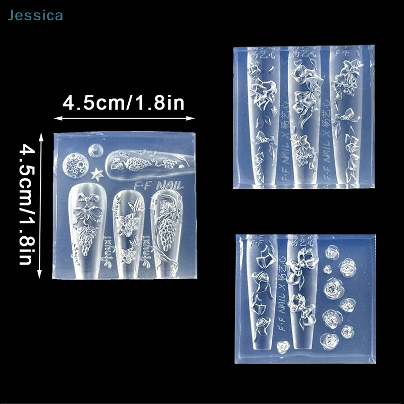 ♥ 우아한 꽃무늬 네일 아트 실리콘 몰드 - DIY 매니큐어를 위한 3D 꽃 및 나비 네일 장식 몰드, 섬세한 네일 아트 용품