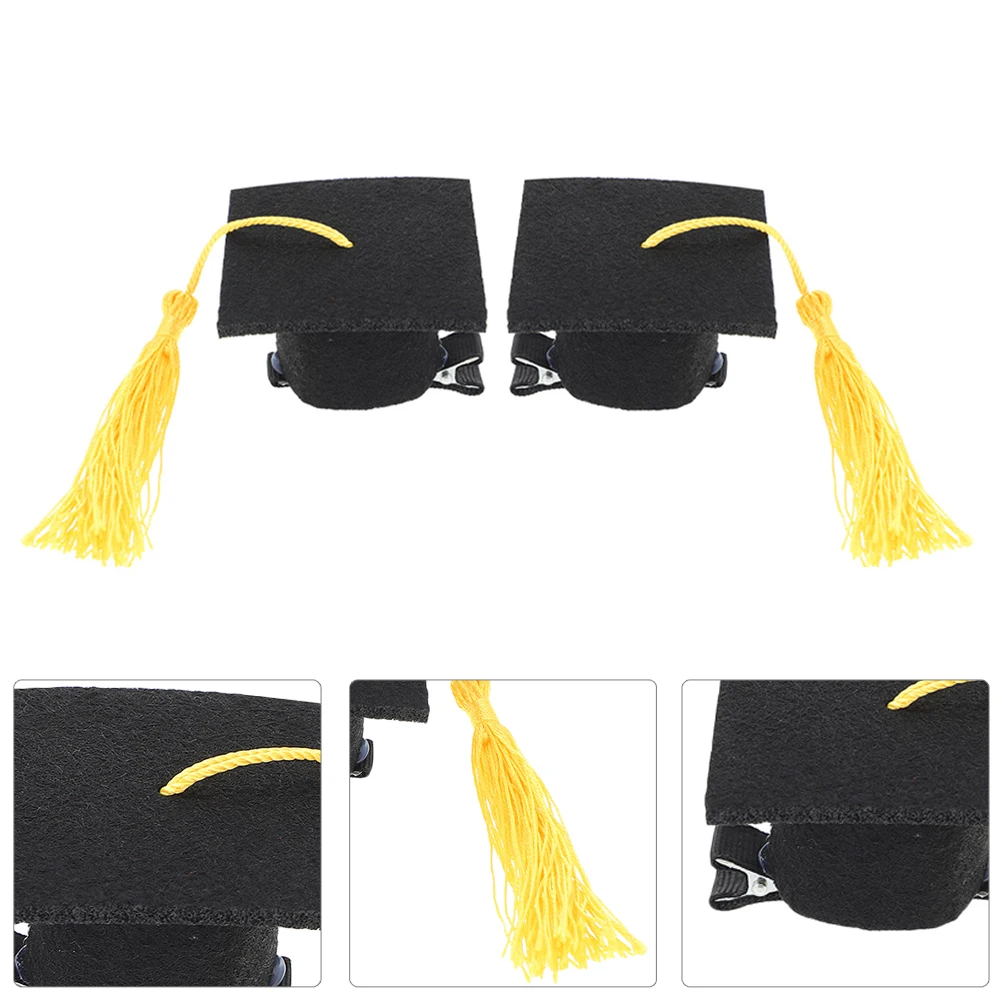 

2Pcs Graduation Hat Hair Clips Mini Doctoral Style Hairpins Graduation Ceremony Party Hair Decors Doctoral Hat Hairpins Decors