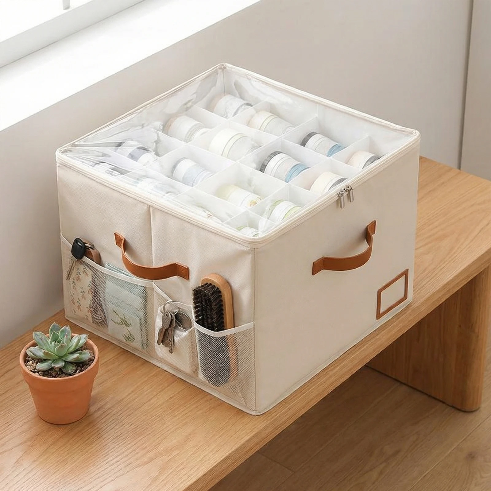 Shoe Storage Box Fits Up To 16 Pairs Shoe Storage Bins with Clear Cover (White)