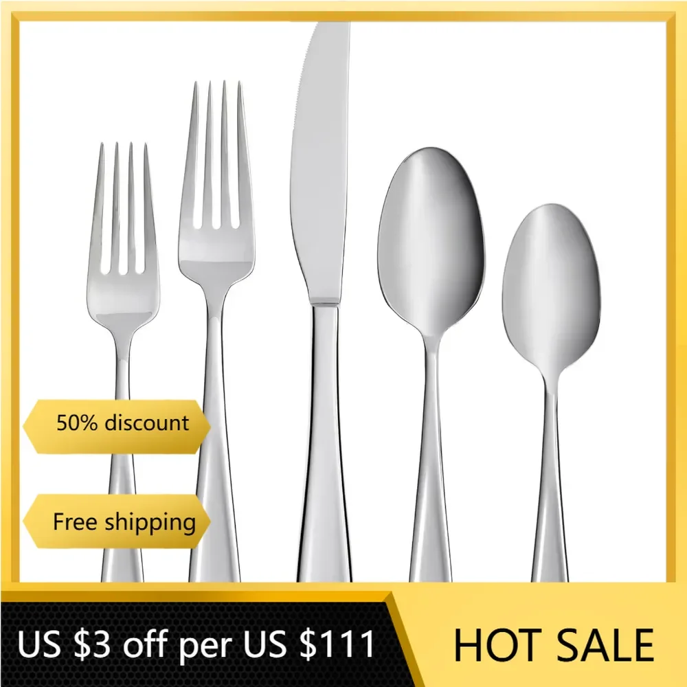 75Pc Flatware Set, 75 Count,Dinnerware Sets Stainless Steel Cutlery ,Barbecue Kitchen Utensils ,Serving Sets