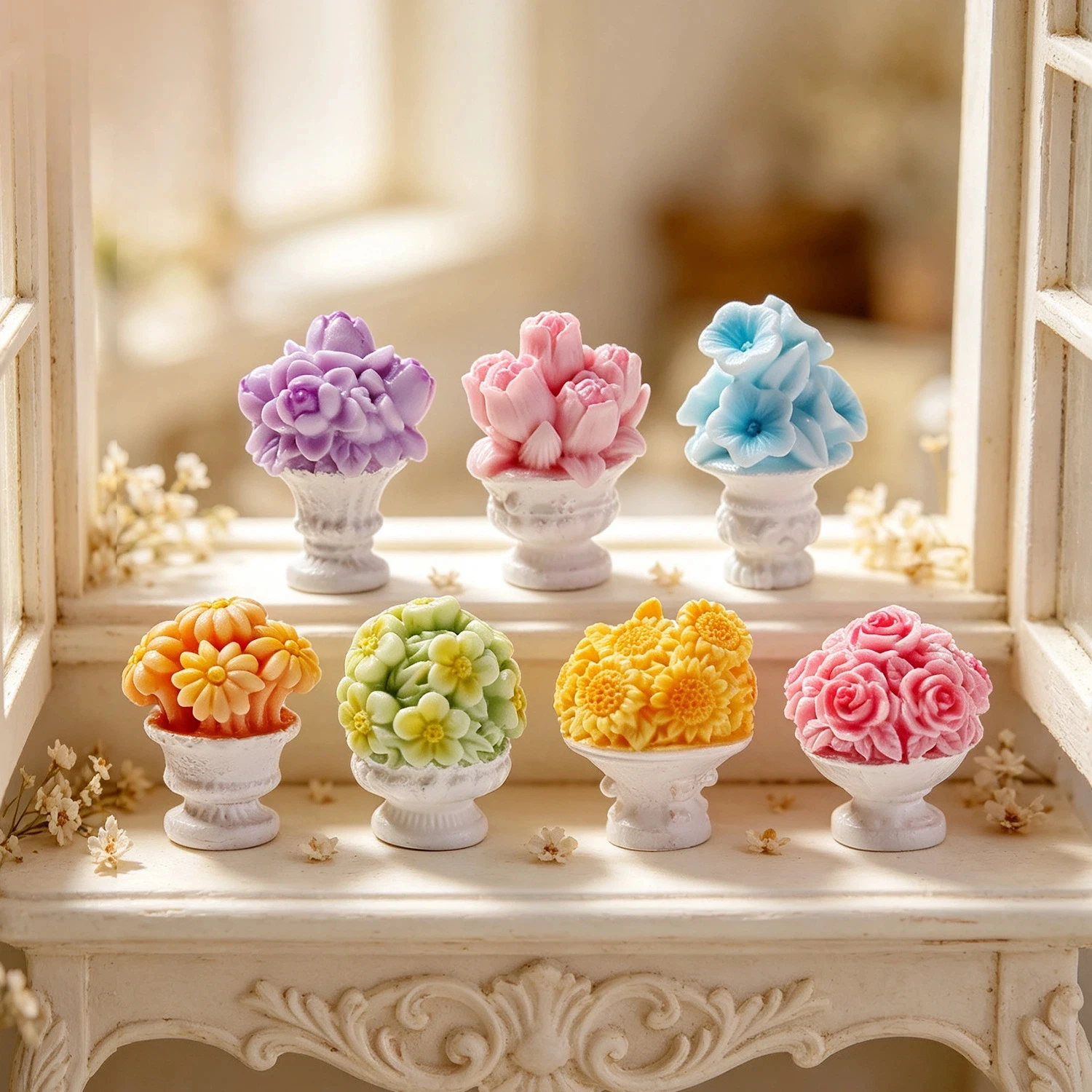 European-Style Micro-Landscape Small Flower Potted Gardening Doll House DIY Decoration Accessory with Mini Mushroom Ornament