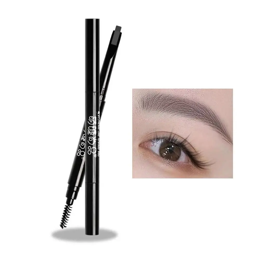 3 Farben natürliches Make-up Doppelköpfe automatischer Augenbrauenstift wasserdicht langlebig Easy Ware Augenbrauenstift mit Augenbrauenpinsel